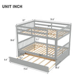 Full Over Full Bunk Bed with Trundle, Convertible to 2 Full Size Platform Bed