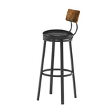 Oval Stool Swivel Bar Stool, Tall Bar Stool With Backrest, Industrial, Thick Iron Frame Footrest, 29.5" High.（Rustic Brown，17.5’’w x 13.4’’d x 40.5’’h）