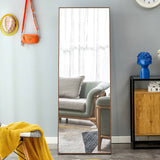 Brown Solid Wood Frame Full-length Mirror, Dressing Mirror, Bedroom Home Porch, Decorative Mirror, Clothing Store, Floor Mounted Large Mirror, Wall Mounted.65"*23"