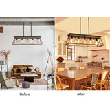 Farmhouse Chandeliers for Dining Room,Rustic Kitchen Island Light Fixture，5-Light Industrial Kitchen Island Pendant Light Fixture， Metal Solid Ceiling Lights