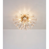 Flush Mount Ceiling Light, Crystal Chandelier Light Fixture Sputnik Firework Ceiling Lamp Modern Golden Close to Ceiling Light