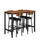 Bar Table Set with 4 Bar stools PU Soft seat with backrest