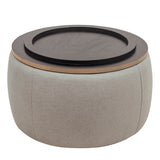 Round Storage Ottoman, 2 in 1 Function, Work as End table