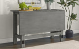 Grey Wood Extendable Dining Table with Drop Leaf