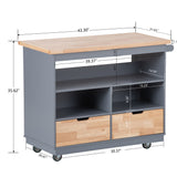 Kitchen Cart Rolling Mobile Kitchen Island Solid Wood Top