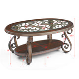 Coffee Table with Glass Table Top and Powder Coat Finish Metal Legs