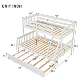 Twin Over Full Bunk Bed with Trundle, Convertible into 2 Beds, the Bunk Bed with Ladder and Safety Rails for Kids, Teens, Adults