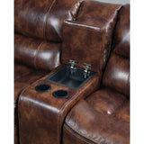 Brown Sectional Sofa (Power Motion) in 2-Tone Brown Leather-Gel
