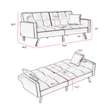 cream white  Velvet Sofa Couch Bed with Armrests and 2 Pillows for Living Room and Bedroom .(White)