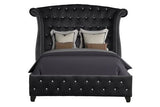 Queen 4 Pc Upholstered Bedroom Set Made With Wood in Black