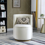 360° Swivel Accent Chair with Storage Function, Velvet Curved Chair with Gold Metal Base for Living Room, Nursery, Bedroom [Video]