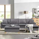 Grey Sectional Sofa with Ottoman
