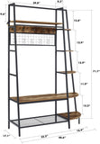 Entryway Coat Rack/ Hall Tree with Bookshelves, Multiple Hooks, and Bench Seat