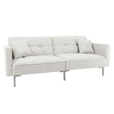 White Convertible Folding Futon Sofa Bed for Compact Living Space