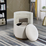 360° Swivel Accent Chair with Storage Function, Velvet Curved Chair with Gold Metal Base for Living Room, Nursery, Bedroom [Video]