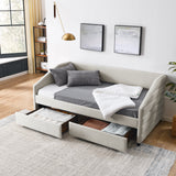 Twin Beige Size Daybed with Two Drawer Trundle