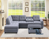 Grey Sectional Sofa with Reversible Chaise with Storage Ottoman