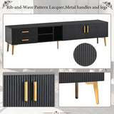 U-Can Modern TV Stand with 5 Champagne legs - Durable, stylish, spacious, versatile storage TVS up to 77" (Black)