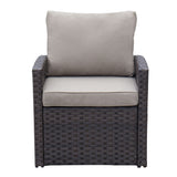 6-Piece Outdoor PE Rattan Sofa Set Patio Garden Wicker Dining and Coffee Sofa-Dark Brown