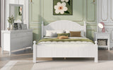 4 Pieces Traditional Concise Style White Bedroom Sets, Nightstand+ Dresser+ Mirror+ Full Bed