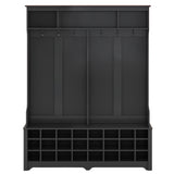 Modern Style Multiple Functions Hallway Coat Rack with Metal Black Hooks