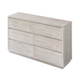 Modern Style Wood Veneer 6-Drawer Dresser for Bedroom, Living Room, Stone Gray