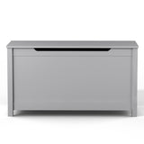 Kids Wooden Toy Box/Bench with Safety Hinged Lid for Ages 3+（Gray）