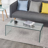 Glass Coffee Table, Tempered Clear Glass Coffee Table for Living Room