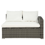 4 PCS Outdoor Cushioned PE Rattan Wicker Sectional Sofa Set Garden Patio Furniture Set Beige