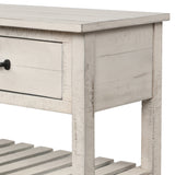 TREXM  Retro Console Table for Entryway with Drawers and Shelf Living Room Furniture (Antique White)