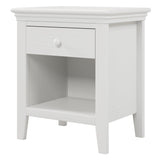 3 Pieces Traditional Concise Style White Bedroom Sets, Nightstand+Chest+Full Bed