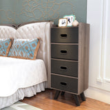 4 Drawer Fabric Dresser Storage Tower, 4-Tier Wide Drawer Dresser, Fabric Storage Tower with Handrail and Removable Drawers, Organizer Unit for Bedroom, Closet, Entryway, Hallway, Nursery Ro