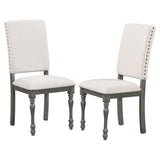 6-Piece Wood Dining Table Set Rectangular Table with Turned Legs, 4 Upholstered Chairs and Bench for Dining Room