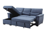 Blue Reversible Storage Sleeper Sectional Sofa, Blue Fabric