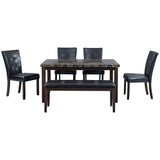 6-piece Faux Marble Dining Table Set  with one Faux Marble Dining Table