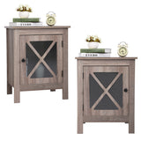 Set of 2 Nightstand, Bedside Furniture with X-Shaped Door