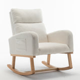 FONDHOME Modern Accent Rocking Chair, Upholstered Kids Glider Rocking Chair for Infants and Children, Teddy Material Comfort Arm Rocker, Lounge Armchair for Living Room, Beige