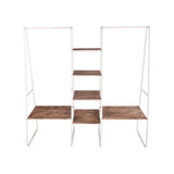 Metal Clothing Rack Garment ,Clothing Rack with 6 Shelves, 4 -Tiers Wood Shelves Heavy Duty Clothes Rack  for Hanging Clothes,Standing Coat Rack,Bedroom Clothes Storage and Organizer