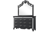 King 6 Pc Tufted Upholstery Bedroom set made with Wood in Black