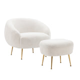 Orisfur. Modern Comfy Leisure Accent Chair, Teddy Short  Plush Particle Velvet Armchair with Ottoman for Living Room