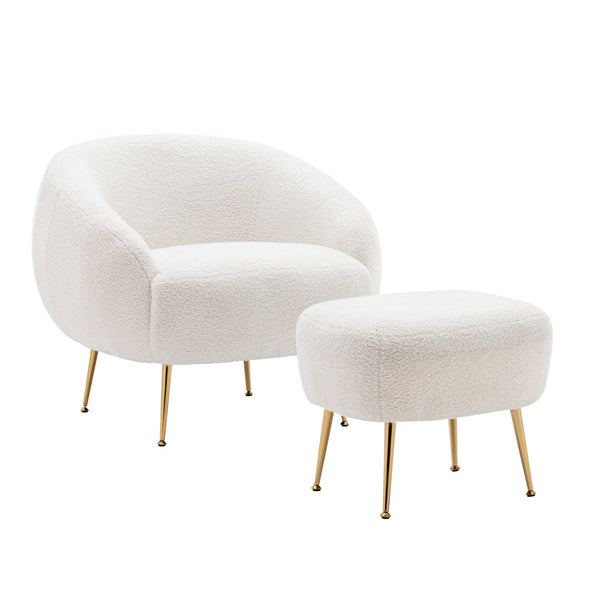 Orisfur. Modern Comfy Leisure Accent Chair, Teddy Short  Plush Particle Velvet Armchair with Ottoman for Living Room