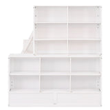 Twin over Full Bunk Bed with Trundle and Shelves