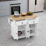 Kitchen Island Cart with Two Storage Cabinets