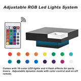 ON-TREND Modern Minimalist Design Square Coffee Table and Plug-in 16-color LED Strip Lights Remote Control for Living Room