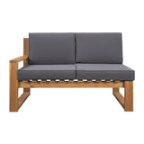 3-Piece Patio Sectional Set  Acacia  Wood and Grey Cushions  Ideal for Outdoors and Indoors
