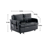 COOLMORE Convertible Sleeper Sofa Bed, Modern Velvet Loveseat Couch with Pull Out Bed, Small Love Seat Futon Sofa Bed with Headboard, 2 Pillows & Side Pockets for Living Room