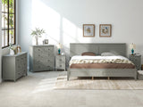 Gray Solid Wood 5 Pieces King Bedroom Sets(bed+nightstand*2+chest+dresser）NEW