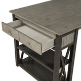 Rustic Wood 4-Piece Counter Height Dining Table Set with Storage Shelves and Drawer