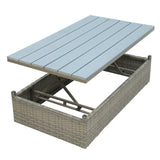 Patio Furniture Sets, 5-Piece Patio Wicker Sofa with Adjustable Backrest, Cushions, Ottomans and Lift Top Coffee Table
