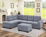 Grey Sectional Sofa with Reversible Chaise with Storage Ottoman